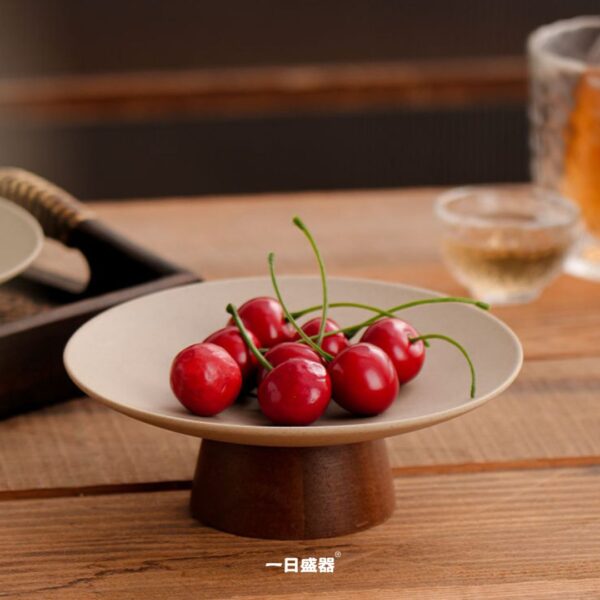高腳粗陶點心盤