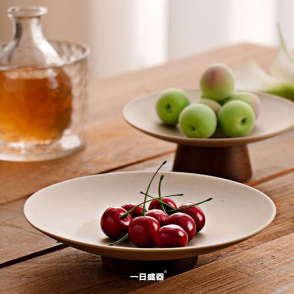 高腳粗陶點心盤