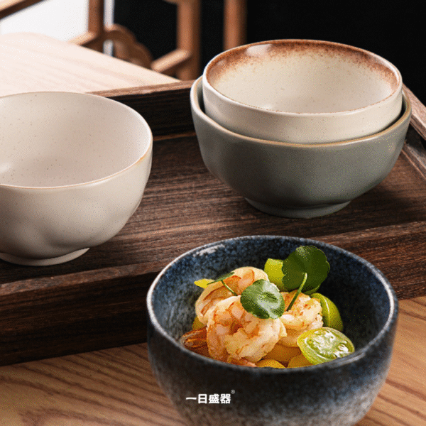 白橘荷邊飯碗-5寸
