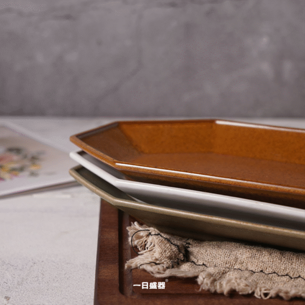 橄欖綠八角復古餐盤